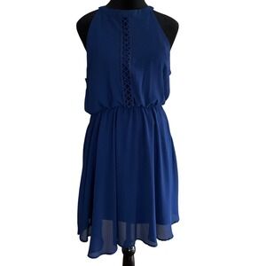 floral midi dress blue Cape Sleeve Floral Embroidered Midi Dress In Blue Multi, Blue Multi / Regular / 0 main image 0